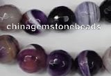 CAG2098 15.5 inches 14mm faceted round purple line agate beads