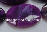 CAG210 15.5 inches 25*35mm faceted oval purple agate gemstone beads