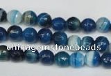 CAG2103 15.5 inches 6mm faceted round blue line agate beads