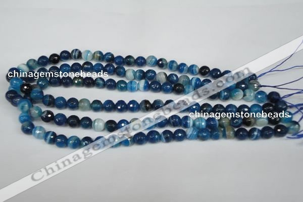 CAG2103 15.5 inches 6mm faceted round blue line agate beads