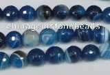 CAG2104 15.5 inches 8mm faceted round blue line agate beads