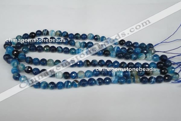 CAG2104 15.5 inches 8mm faceted round blue line agate beads