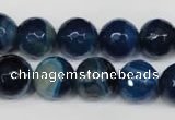 CAG2106 15.5 inches 12mm faceted round blue line agate beads