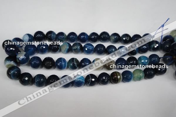 CAG2106 15.5 inches 12mm faceted round blue line agate beads