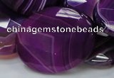 CAG211 15.5 inches 30*40mm faceted oval purple agate gemstone beads