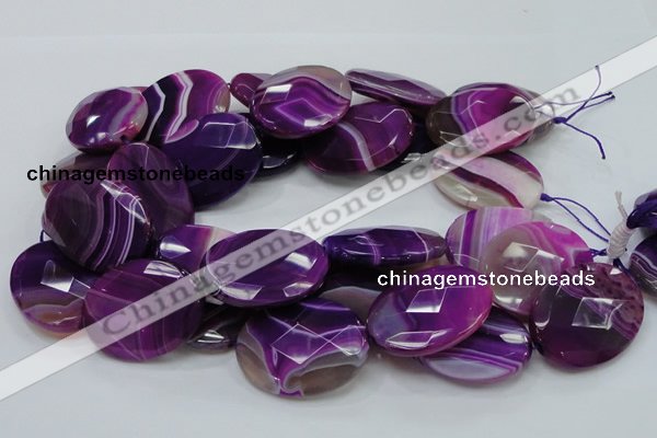 CAG211 15.5 inches 30*40mm faceted oval purple agate gemstone beads