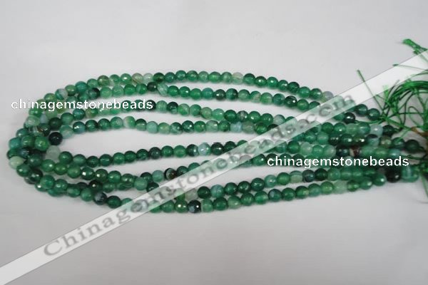 CAG2112 15.5 inches 6mm faceted round green line agate beads