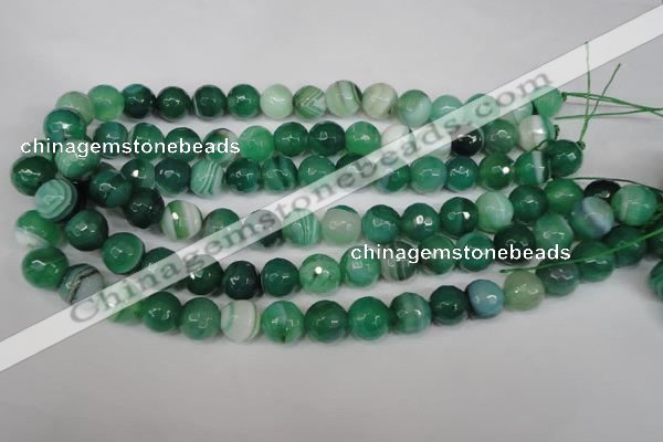 CAG2113 15.5 inches 8mm faceted round green line agate beads