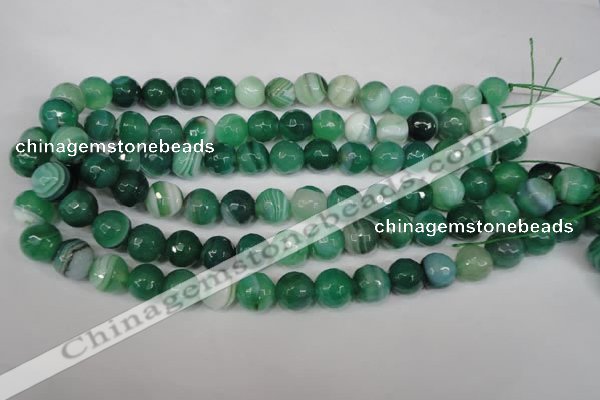 CAG2114 15.5 inches 10mm faceted round green line agate beads