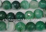 CAG2115 15.5 inches 12mm faceted round green line agate beads