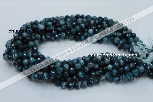 CAG214 15.5 inches 8mm faceted round blue agate gemstone beads