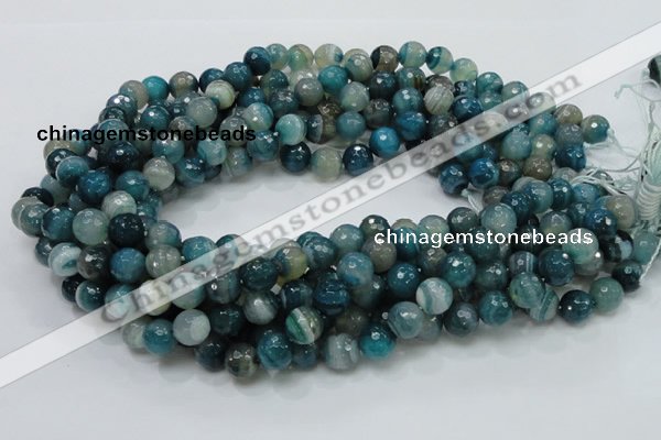 CAG215 15.5 inches 10mm faceted round blue agate gemstone beads