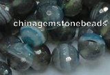 CAG216 15.5 inches 12mm faceted round blue agate gemstone beads