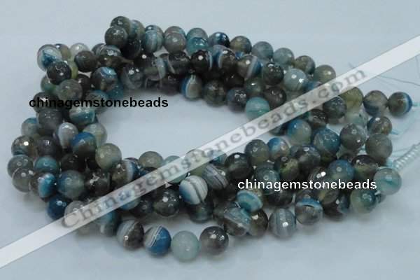 CAG216 15.5 inches 12mm faceted round blue agate gemstone beads