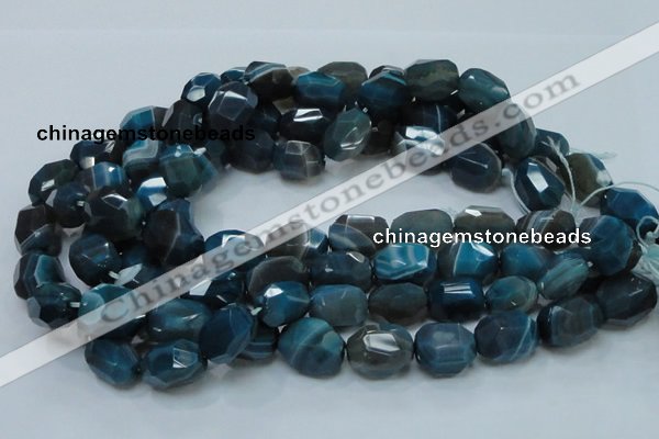 CAG217 15.5 inches 15*20mm faceted nugget blue agate gemstone beads