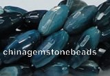 CAG218 15.5 inches 10*20mm faceted rice blue agate gemstone beads