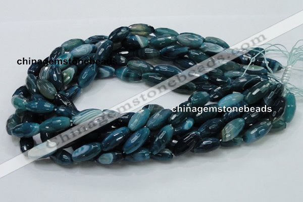 CAG218 15.5 inches 10*20mm faceted rice blue agate gemstone beads