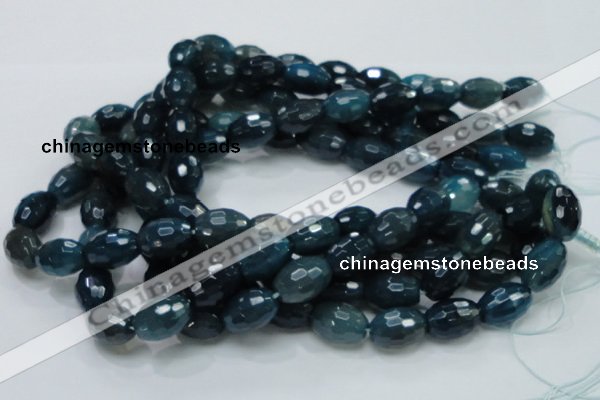 CAG219 15.5 inches 13*18mm faceted rice blue agate gemstone beads