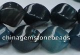 CAG220 15.5 inches 13*18mm twisted blue agate gemstone beads