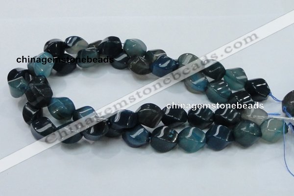 CAG220 15.5 inches 13*18mm twisted blue agate gemstone beads