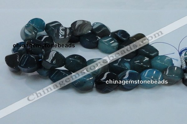 CAG221 15.5 inches 17*25mm twisted blue agate gemstone beads