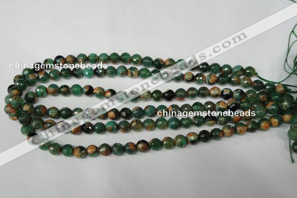CAG2222 15.5 inches 8mm faceted round fire crackle agate beads