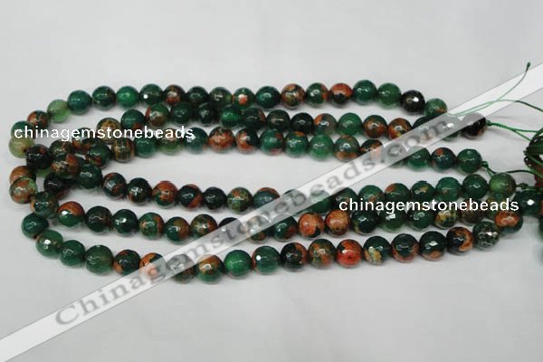 CAG2223 15.5 inches 10mm faceted round fire crackle agate beads