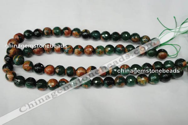 CAG2224 15.5 inches 12mm faceted round fire crackle agate beads