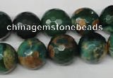 CAG2225 15.5 inches 14mm faceted round fire crackle agate beads