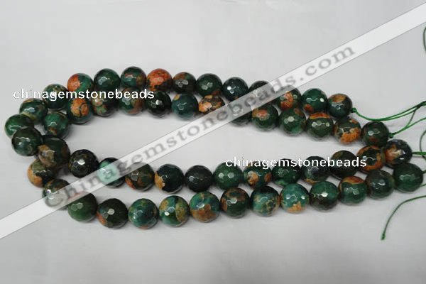 CAG2225 15.5 inches 14mm faceted round fire crackle agate beads