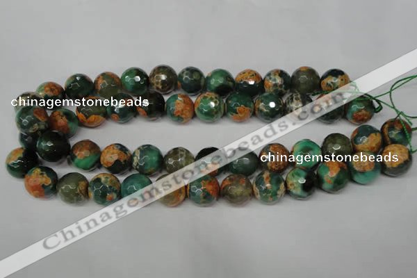 CAG2226 15.5 inches 16mm faceted round fire crackle agate beads