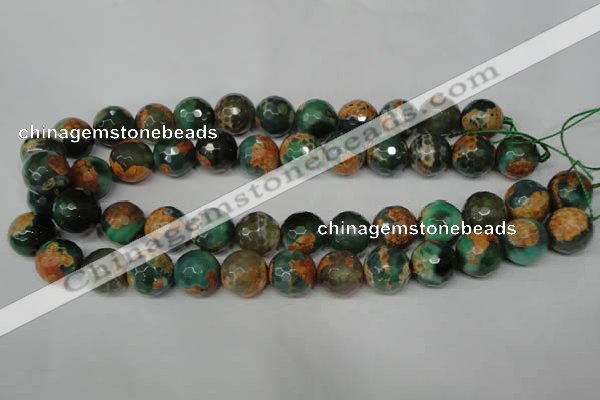 CAG2227 15.5 inches 18mm faceted round fire crackle agate beads