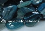 CAG223 15.5 inches 15*20mm faceted briolette blue agate beads