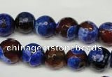 CAG2234 15.5 inches 12mm faceted round fire crackle agate beads