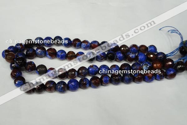 CAG2234 15.5 inches 12mm faceted round fire crackle agate beads