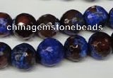 CAG2235 15.5 inches 14mm faceted round fire crackle agate beads