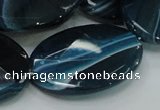 CAG224 15.5 inches 25*35mm faceted oval blue agate gemstone beads