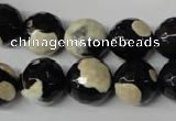 CAG2245 15.5 inches 14mm faceted round fire crackle agate beads