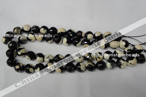 CAG2245 15.5 inches 14mm faceted round fire crackle agate beads