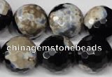 CAG2247 15.5 inches 18mm faceted round fire crackle agate beads