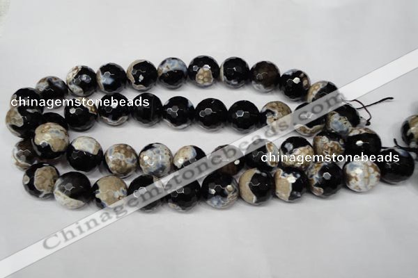 CAG2247 15.5 inches 18mm faceted round fire crackle agate beads