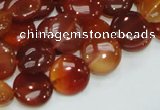 CAG225 15.5 inches 12mm flat round red agate gemstone beads