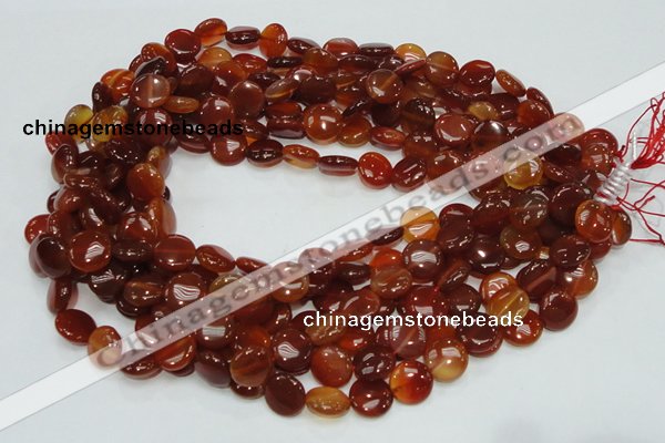 CAG225 15.5 inches 12mm flat round red agate gemstone beads