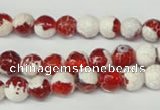 CAG2251 15.5 inches 6mm faceted round fire crackle agate beads