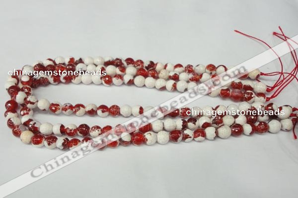 CAG2252 15.5 inches 8mm faceted round fire crackle agate beads