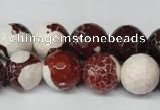 CAG2255 15.5 inches 14mm faceted round fire crackle agate beads