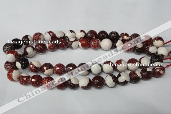 CAG2255 15.5 inches 14mm faceted round fire crackle agate beads