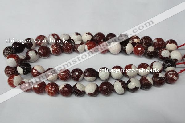 CAG2257 15.5 inches 18mm faceted round fire crackle agate beads