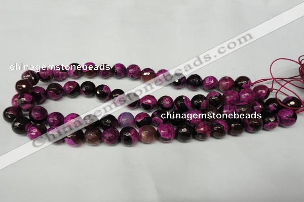 CAG2264 15.5 inches 12mm faceted round fire crackle agate beads