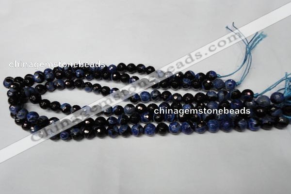 CAG2272 15.5 inches 8mm faceted round fire crackle agate beads